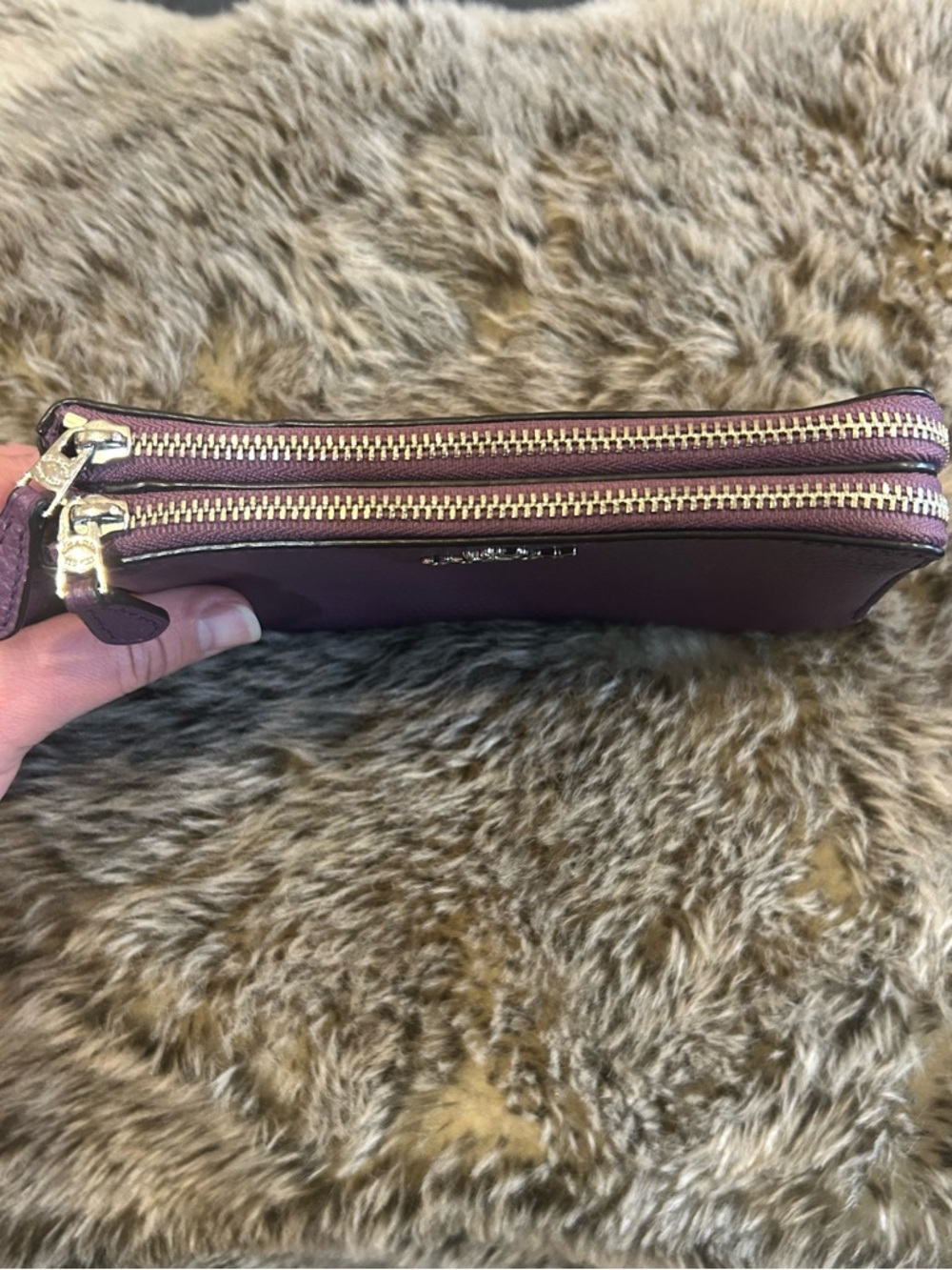 Coach Double Zip Wristlet - Purple - Picture 3 of 9